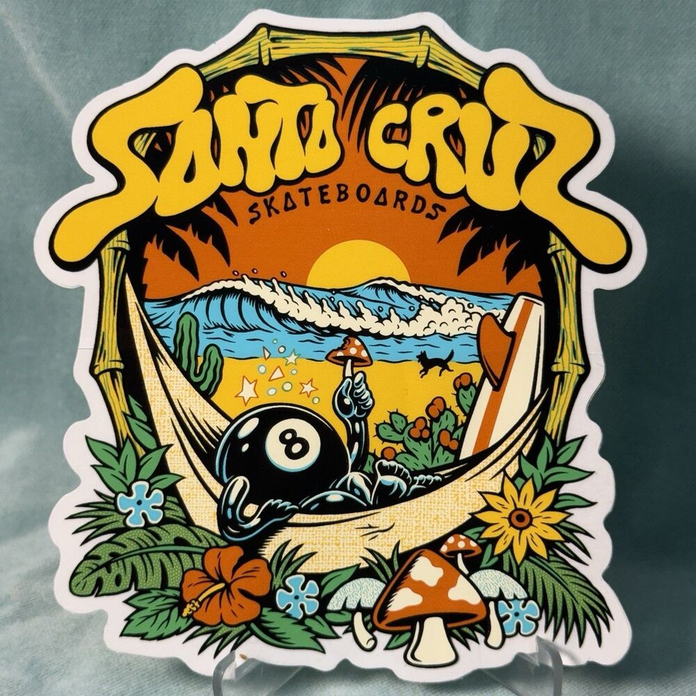 LG FACTORY OEM Santa Cruz Skateboard 5” Clear Sticker Wave Surfer SURF Beach CA